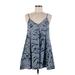 Topshop Casual Dress - Mini V Neck Sleeveless: Blue Dresses - Women's Size 6