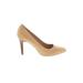 Kelly & Katie Heels: Slip-on Stilleto Cocktail Party Tan Print Shoes - Women's Size 7 1/2 - Almond Toe