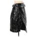 NA-KD Faux Leather Midi Skirt Long: Black Print Bottoms - Women's Size 34