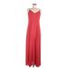 White House Black Market Casual Dress - A-Line V-Neck Sleeveless: Red Print Dresses - Women's Size 8