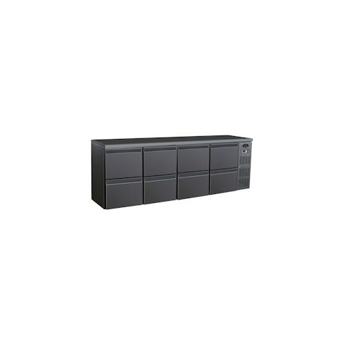 Wimar Gastro Barkühler Bar-Kühlschrank schwarz 8 Schubladen 698 l, 2542x513x860 mm 0-10°C