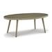 Sven 48 Inch Outdoor Coffee Table, Oval Top and Aluminum Frame, Brown