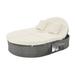 Outdoor Rattan Reclining Day Bed with Foldable Cup Trays for Lawn