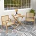 Costway 3 Pieces Patio Table Chair Set Wood Bistro Set with Natural - See Details