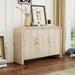TREXM Retro Minimalist Curved Sideboard with Gold Handles and Adjustable Dividers Cabinet