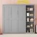 Modern Full Cabinet Murphy Bed/ Wall Bed with Shelves& Mattress Holder, Grey