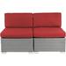2-piece Outdoor Patio Grey Wicker Cushioned Armless Chairs Sectional Sofa Set