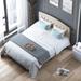 Biwave King Size Bed Frame, Thin Velvet Bed Frame with Adjustable Headboard, Upholstered Wood Mattress Frame