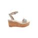 Nine West Wedges: White Print Shoes - Women's Size 8 1/2 - Open Toe