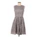 Garnet Hill Casual Dress - A-Line: Gray Marled Dresses - Women's Size 6