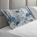 Ambesonne Winter Blue Quilted Pillowcase Frosty Flowers Leopard, Slate Blue Pale Tan White Polyester in Black/Blue/Gray | Wayfair