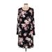 Torrid Casual Dress Scoop Neck Long sleeves: Black Floral Dresses - Women's Size Large Plus