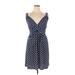 Star Vixen Casual Dress - A-Line Plunge Sleeveless: Blue Polka Dots Dresses - Women's Size 1X