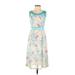 BCBGMAXAZRIA Casual Dress - A-Line Scoop Neck Sleeveless: Blue Floral Dresses - Women's Size Small