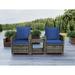 Winston Porter Jolliff 5 Piece Rattan Seating Group w/ Cushions Synthetic Wicker/All - Weather Wicker/Wicker/Rattan in Blue/Brown | Outdoor Furniture | Wayfair