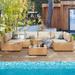 Latitude Run® Ikeya 7 Piece Sectional Seating Group w/ Cushions in Yellow | 25.8 H x 156.8 W x 57.6 D in | Outdoor Furniture | Wayfair