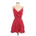 Express Casual Dress - Mini V-Neck Sleeveless: Red Dresses - Women's Size Small