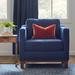 Accent Chair - Latitude Run® Upholstered Wood Base Accent Chair, Navy Polyester/Metal in Blue/Navy | 38 H x 39.6 W x 35 D in | Wayfair