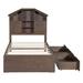 Red Barrel Studio® Wood Platform Bed w/ House-Shaped Storage Headboard & 2 Drawers in Brown | Twin | Wayfair 1F8B160722294EFB84597AF542244207