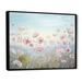 Winston Porter Pink Ranunculus Field In Mountain I On Canvas Print Metal in Blue/Green/Pink | 30 H x 40 W x 1.5 D in | Wayfair