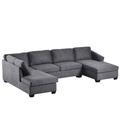 Gray Sectional - Latitude Run® Modern Large U-Shape Sectional Sofa, Double Extra Wide Chaise Lounge Couch | 33.21 H x 117.01 W x 59.21 D in | Wayfair