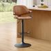 George Oliver Ione Swivel Adjustable Height Stool Wood/Upholstered/Leather in Gray/Brown | 22.0472 W x 19.9213 D in | Wayfair