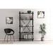 17 Stories Witkin Industrial Etagere Bookcase Modern 4 Tiers Bookshelf in Black/Brown/Yellow | 70.8 H x 35.4 W x 13.3 D in | Wayfair