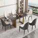 Orren Ellis Arverne 6 - Person Dining Set Wood/Upholstered/Metal in Black/Yellow | 29.53 H x 35.43 W x 63 D in | Wayfair