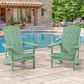 Rosecliff Heights Bamma Faux Wood Adirondack Chair Weather Resistant Set Of 2 Plastic/Resin in Green | Wayfair EEB63AFE19E84B8383CD18D1DC6C1200