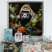 Bungalow Rose Floral Gorilla In Jungle On Canvas Print Canvas, Cotton in Brown/Gray/Green | 24 H x 24 W x 1 D in | Wayfair