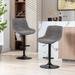 Ivy Bronx Jeninne Swivel Adjustable Height Bar Stool Upholstered/Leather/Metal/Faux leather in Gray | 18.5 W x 19.69 D in | Wayfair