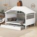 Harper Orchard Wood Full Size House Bed w/ Twin Size Trundle & Storage in White | 61.1 H x 56.1 W x 78.7 D in | Wayfair