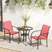 Winston Porter Hobbes Round 4 - Person 27.6" Long Outdoor Dining Set w/ Cushions Metal in Red/Black | 27.6 W x 27.6 D in | Wayfair