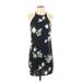 Soprano Casual Dress - Shift High Neck Sleeveless: Blue Floral Dresses - Women's Size Small