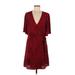 Sanctuary Casual Dress - Mini Plunge Short sleeves: Red Dresses - Women's Size Large