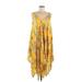 Goa Beachwear By Japna Casual Dress - A-Line V Neck Sleeveless: Yellow Print Dresses - Women's Size Medium