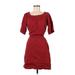 Banana Republic Factory Store Casual Dress - Party Scoop Neck Short sleeves: Burgundy Solid Dresses - Women's Size Medium Tall