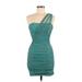 I.N. San Francisco Cocktail Dress - Mini: Teal Dresses - Women's Size 7