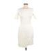 Bar III Casual Dress - Sheath Crew Neck Short sleeves: Ivory Print Dresses - Women's Size Medium