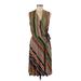 Calvin Klein Casual Dress Plunge Sleeveless: Brown Stripes Dresses - Women's Size 8