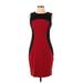 Focus 2000 Casual Dress - Sheath: Red Color Block Dresses - Women's Size 2 Petite