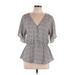 Sienna Sky Casual Dress - Mini V-Neck 3/4 sleeves: Gray Dresses - Women's Size Large