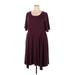Torrid Casual Dress - A-Line Scoop Neck Short sleeves: Burgundy Solid Dresses - Women's Size 4X Plus