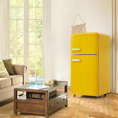 Kühlschrank mit Doppeltür oben und unten, Gesamtvolumen 72 Liter, led, gelb, 50 x 51 x 95,8 cm
