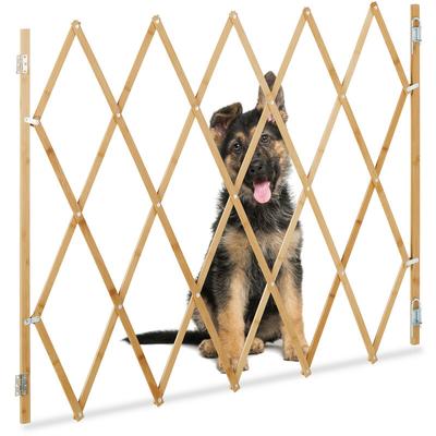 Relaxdays - Hundeabsperrgitter ausziehbar bis 130 cm, 87,5-100 cm hoch, Bambus, Hunde Schutzgitter