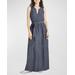 Stella Sleeveless Tie-belt Linen Maxi Dress