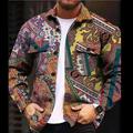 Floral Paisley Vintage Men's Shirt Shirt Jacket Shacket Daily Wear Going out Weekend Fall Winter Turndown Long Sleeve Black, Purple, Green S, M, L Polar Fleece Shirt