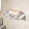 Glacier Pattern No-Drill Soap Dish Wall-Mounted High-End Household Bathroom Drainage Shelf Double-Layer Soap Box