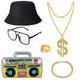 Cosplay Hip-hop Punk Usd Necklace Ring Fisherman Hat Glasses Set