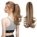 14 Inch Claw Clip In Ombre Ponytail Extension Synthetic Curly Wavy Fake Faux Hair Pony Tail Hair Piece High Temperature Fiber Hair Pieces For Women Girls Kids